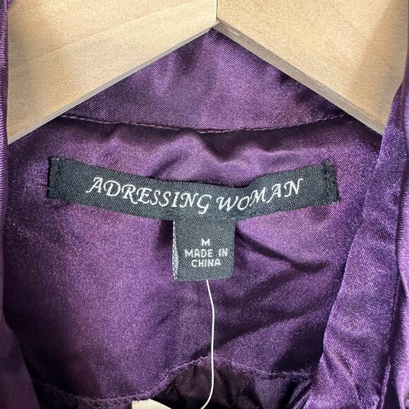 Adressing Jacket Womens Medium Purple Metal Silver Sequin Crinkle Embellished - Picture 10 of 16